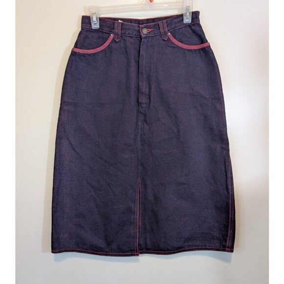 John Sullivan For Pioneer Wear Vintage Women Midi Skirt Denim Western Size 11/12 - Picture 2 of 12